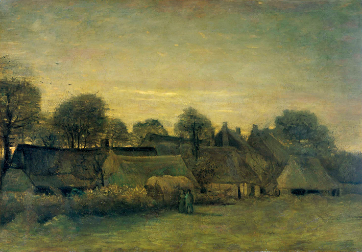  文森特·威廉·梵高  Vincent Willen Van Gogh —— 落日时的房屋1884